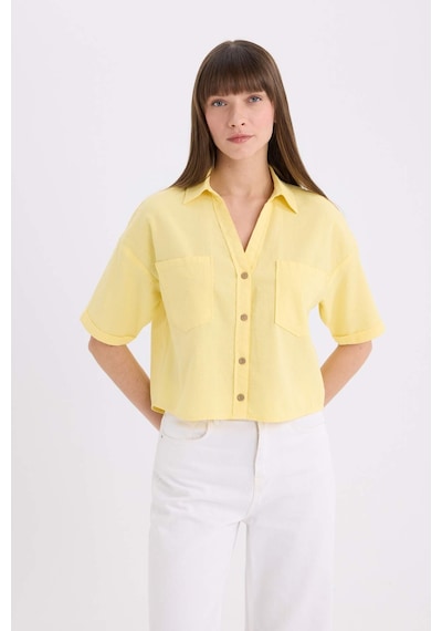 DeFacto Boxy Fit Basic Düz Kısa Kollu Gömlek V2523AZ25SPYL118