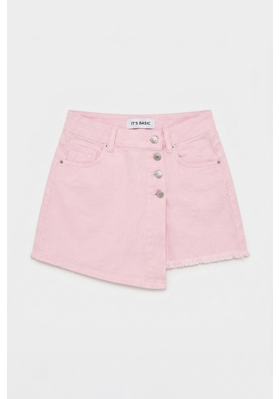 Itsbasic Kadın Pembe 6s6-98 Denim Şort Etek