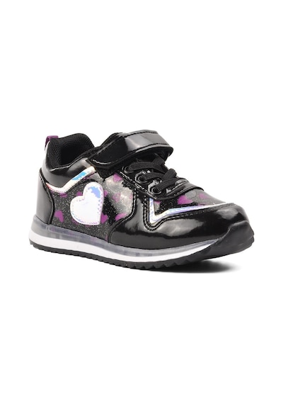 Cool Cool Fuji-p Siyah Cırtlı Kalp Desenli Kız Çocuk Sneaker Siyah
