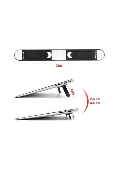 Bay 2 Kademeli Katlanabilir Ve Yapışkanlı Laptop Standı Siyah Najmaddin