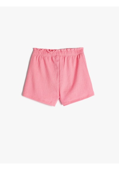 Koton Şort Beli Lastikli Büzgülü Dokulu Pembe 4smg40089ak Pembe