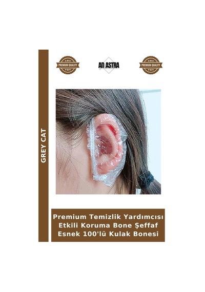 Premium Temizlik Yardımcısı Etkili Koruma Bone Şeffaf Esnek 100'lü Kulak Bonesi