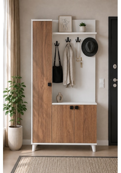 Arles Ceviz Renk Vestiyer Ve Portmanto Ayakkabılık Askılıklı Antre Dolabı Çok Amaçlı Giriş Holü Organizeri Ceviz Beyaz Arles Ceviz Renk Vestiyer Ve Portmanto Ayakkabılık Askılıklı Antre Dolabı Çok Amaçlı Giriş Holü Organizeri Ceviz Beyaz