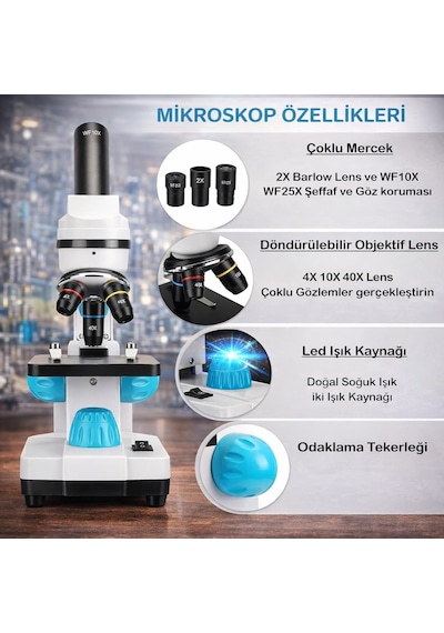 Artnest Profesyonel 2000x Zoom Dijital Biyolojik Mikroskop Hd Monoküler 2mp Elektronik Lens