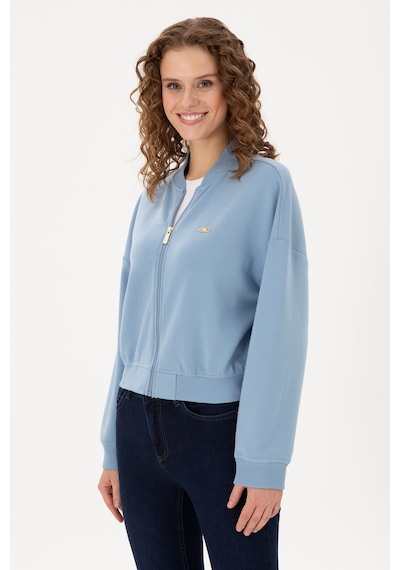 U.S. Polo Assn. Kadın Açık Mavi Bisiklet Yaka Fermuarlı Sweatshirt 50299000-VR003