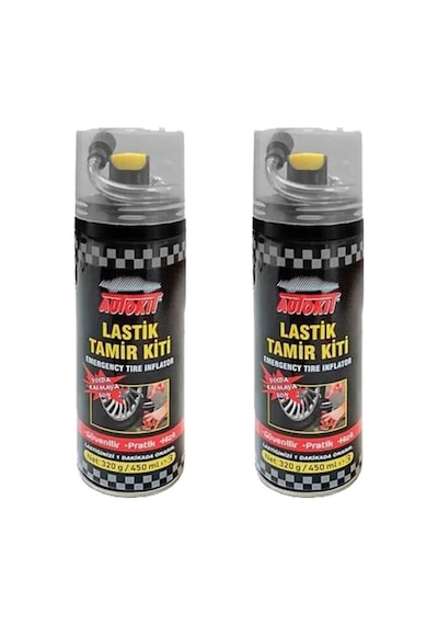 Autokit 2 Adet Lastik Tamir Köpüğü Sprey Kiti 450 Ml-acil Lastik Şişirici