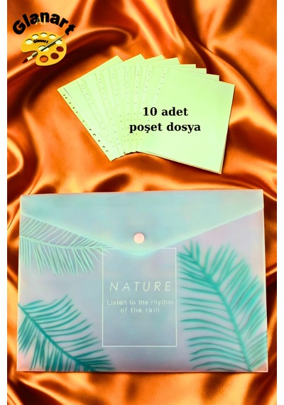 A4 Boy Çıt Çıt Ödev Dosyası +10' Lu Poşet Dosya Pastel Renkler Yeşil