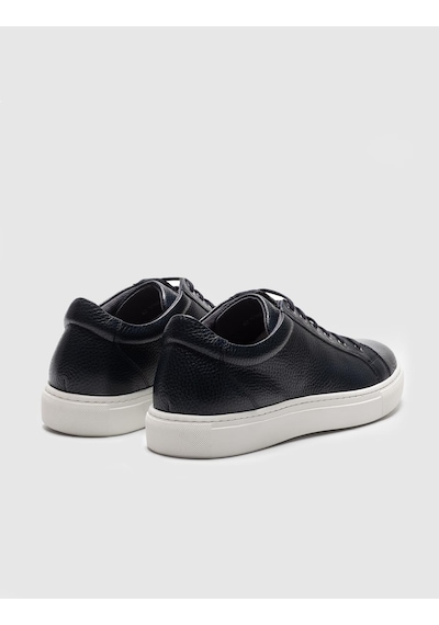 Hakiki Deri Lacivert Bağcıklı Erkek Sneaker Ayakkabı - Lacivert Hakiki Deri Lacivert Bağcıklı Erkek Sneaker Ayakkabı - Lacivert