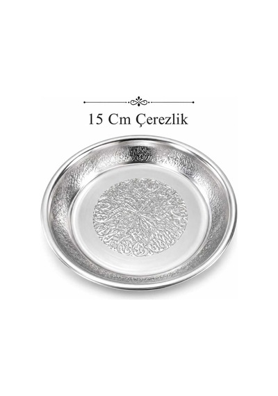 Gül Mutfak 15 Cm - Desenli Krom Çelik Meze Ve Servis Ve Çerez Tabağı Inox