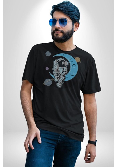 Astronot Uzayda Sıkılmış Unisex Unisex Siyah Organik Baskılı T-shirt Penye Yüksek Kalite Siyah Astronot Uzayda Sıkılmış Unisex Unisex Siyah Organik Baskılı T-shirt Penye Yüksek Kalite Siyah