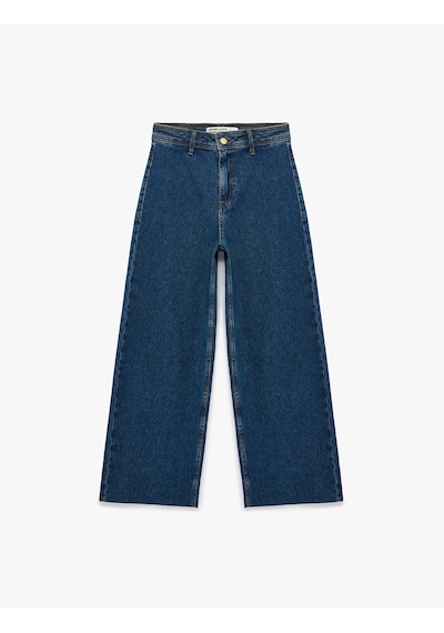 Koton Yüksek Bel Rahat Kalıp Pamuklu Denim Pantolon - Culotte Jeans Koyu İndigo 7wal40056md Indigo Koton Yüksek Bel Rahat Kalıp Pamuklu Denim Pantolon - Culotte Jeans Koyu İndigo 7wal40056md Indigo