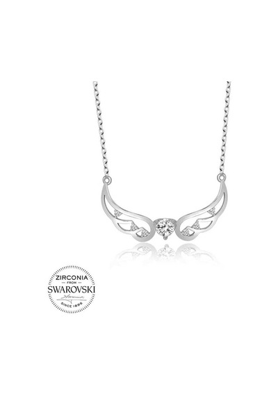 Gumush Swarovski Taşlı Gümüş Kanat Kadın Kolye