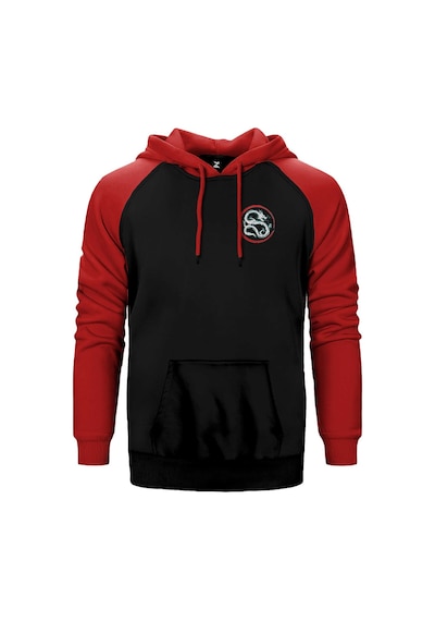 Dragon Karate Kırmızı Renk Reglan Kol Kapşonlu Sweatshirt Kırmızı