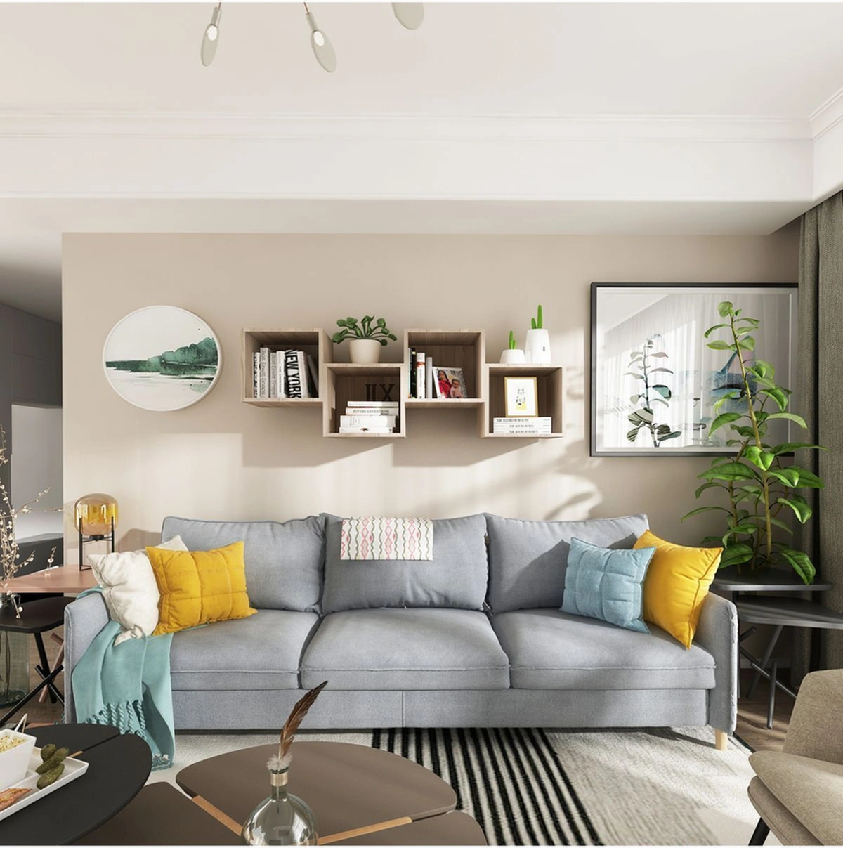 Kitaplık Kare Duvar Rafı Salon 4 Lü Arkalıklı Mobilya Takım Cordoba Cordoba