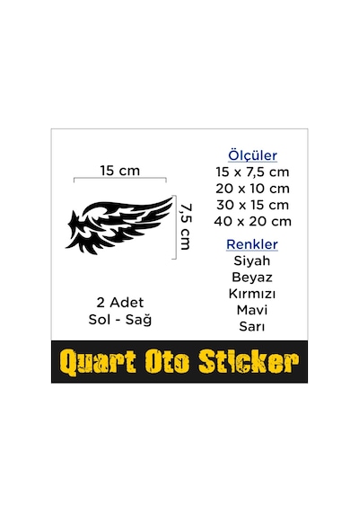 2 Adet Kanat Sticker, Araba Sticker, Quarts Oto Sticker