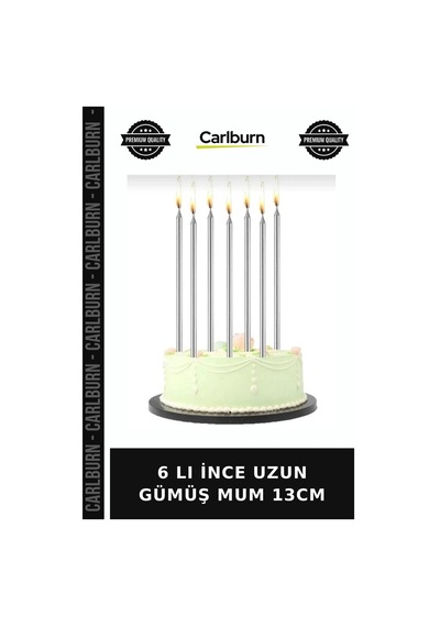 Özel Seri 6 Lı İnce Uzun Gümüş Mum 13cm Özel Masa Stüdyo Çok Renkli