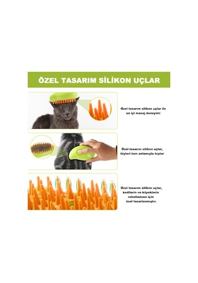 Robeve Şarjlı Buharlı Evcil Hayvan Fırçası, Silikon Yumuşak, Kedi Ve Köpek İçin Kedi Bakım Fırçası