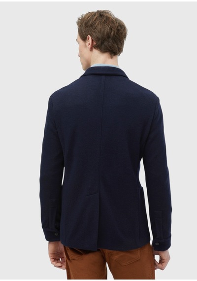 Ramsey Lacivert Düz Shirt Shoulder Slim Fit %100 Yün Örme Ceket