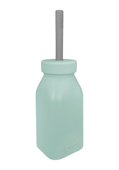 Oioi Silikon Şişe ve Pipet 6+ Ay 200 ML River Green - Powder Grey Gri