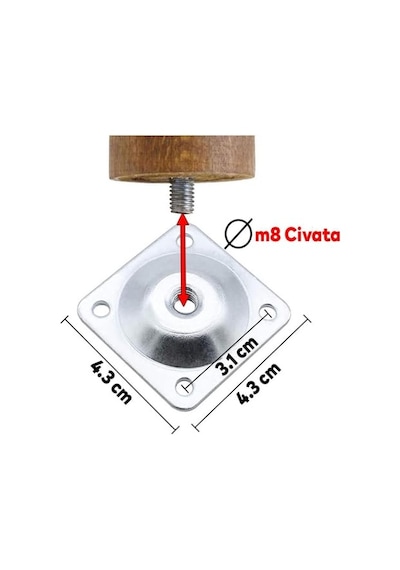 Mobilya Koltuk Kanepe Ayağı Vida Çapı 10 Mm Çok Renkli