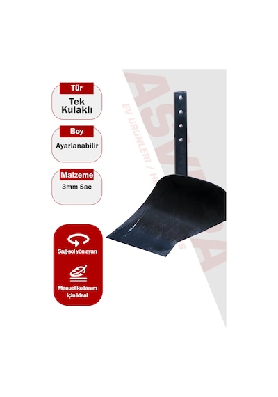 Asvera Mini Pulluk Çapa Makinesi Tekli Pulluk - Tüm Modellerle Uyumlu Ayarlanabilir Bahçe Pulluğu