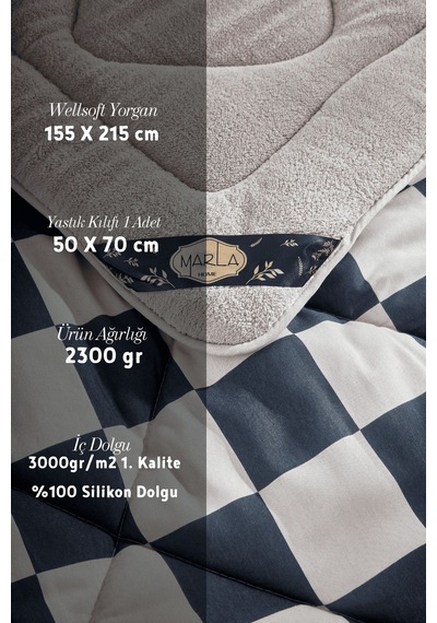 Geometrik Desen Tek Kişilik Uyku Seti - Krem - 155 X 215