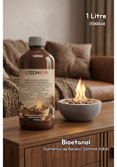 Technow 1000ml Kokusuz Ve Dumansız Yüksek Kaliteli Bioetanol Şömine Yakıtı 1 Litre