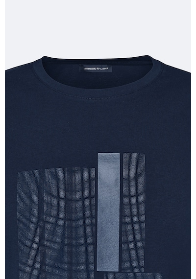 AC&Co / Altınyıldız Classics Erkek Lacı Slim Fit Dar Kesim Pamuklu Esnek Baskılı Bisiklet Yaka Tişört Lacı Lacivert