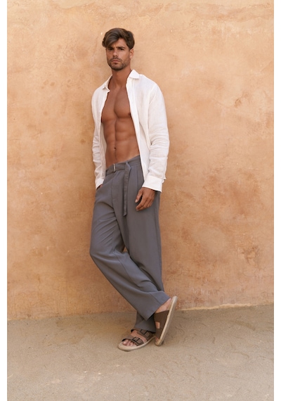 Mai Studios Co. Mai Collection Lorenza Kemer Detay Antrasit Erkek Pantolon Antrasit