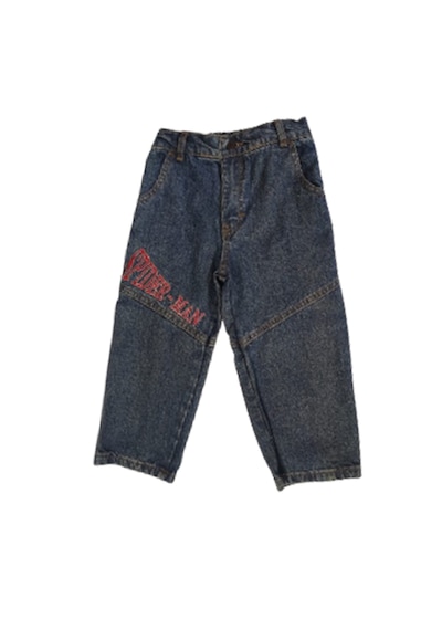 Çocuk Kot Pantalon Spıder Men Yazılı Mavi