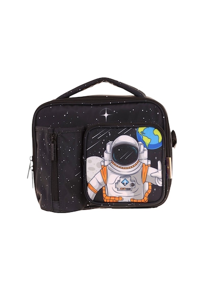 Kaukko Erkek Çocuk, Siyah Beyaz, Astronot Baskılı Isı Yalıtımlı Üç Bölmeli Matara Cepli Okul Beslenme Çantası L7253 Siyah - Beyaz