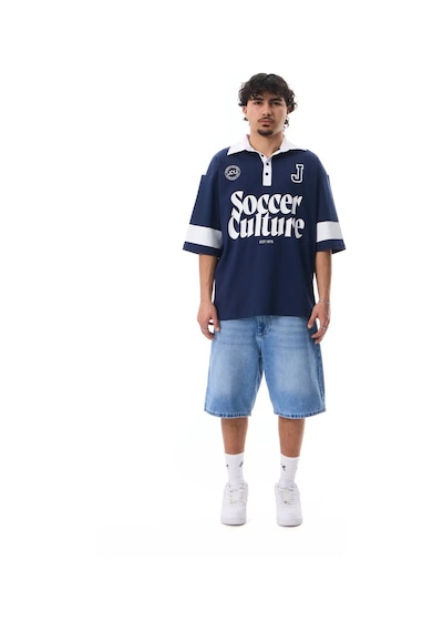More Black Soccer Culture Baskılı Polo Yaka Premium Oversize Tshirt Parlament