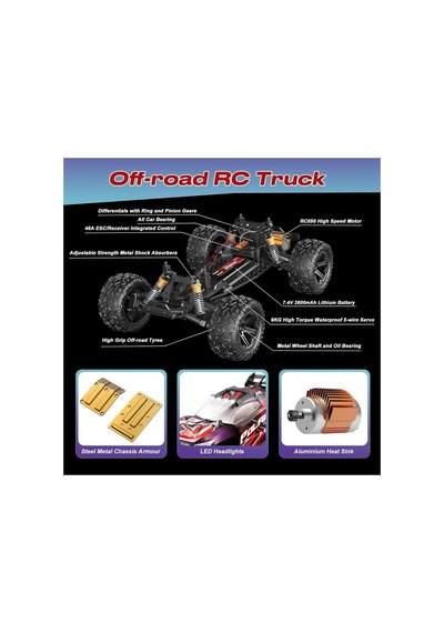 80 Km/h Hız Yapan Süspansiyonlu Profesyonel Kumandalı Arazi Aracı Rock Crawler Servo Motor 46 Cm.