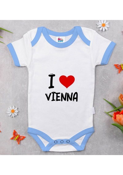 Bk Kids I Love Vienna Tasarımlı Mavi Bebek Body Zıbın - Model 1 0-3 Ay