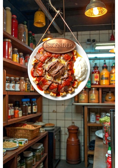 İskender Temalı İpli İpli Mdf Ahşap Kapı Duvar Süsü, Restoran, Salon, Mutfak Dekoratif Tablo