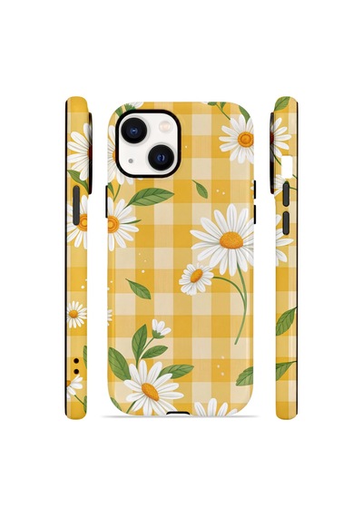 Apple iPhone Uyumlu 15 Vorian Çift Katmanlı Magsafe Kılıf Daisy Picnic Gingham