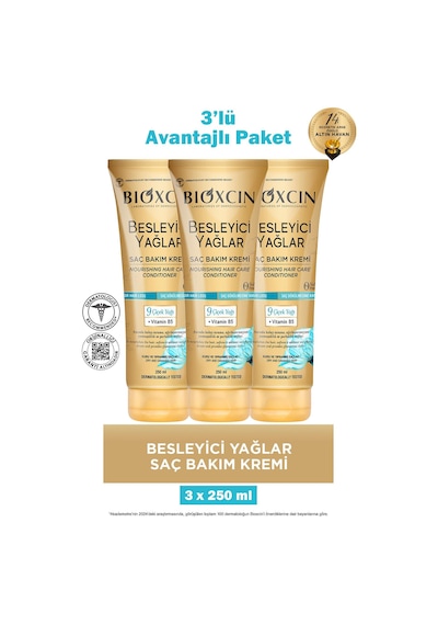 Bioxcin Besleyici Yağlar Saç Bakım Kremi 250 Ml 3 Adet