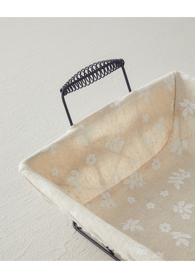 Woven Metal Ekmek Sepeti 26x19x7,5 Cm Krem