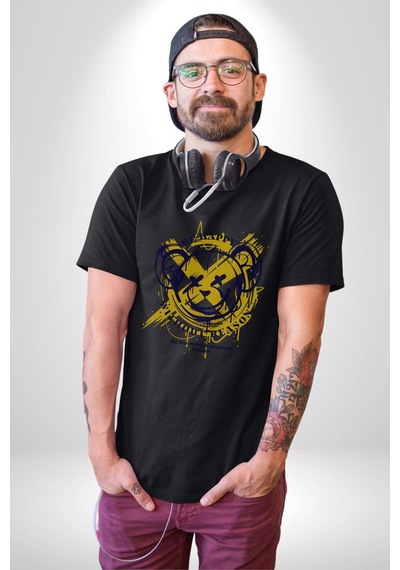 Sebep Olmadan Mutlu Ol Unisex Unisex Siyah Organik Baskılı T-shirt Penye Yüksek Kalite Siyah