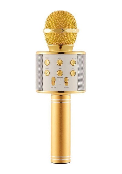 Ws-858 Karaoke Mikrofon Aux Usb Ve Sd Kart Girişli Bluetooth Hoparlör Gold