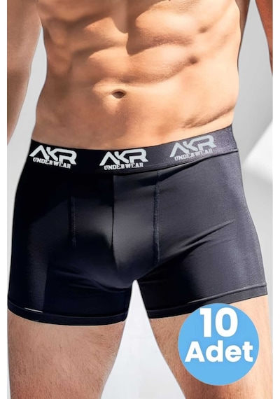Uniquetrenders Erkek Likralı 10'lu Boxer Siyah