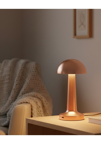 Bronz Dokunmatik Masa Lambası 3 Renk Led Şarjlı Kablosuz Usb Çıkışlı Mh-hs3443-0797 Beyaz
