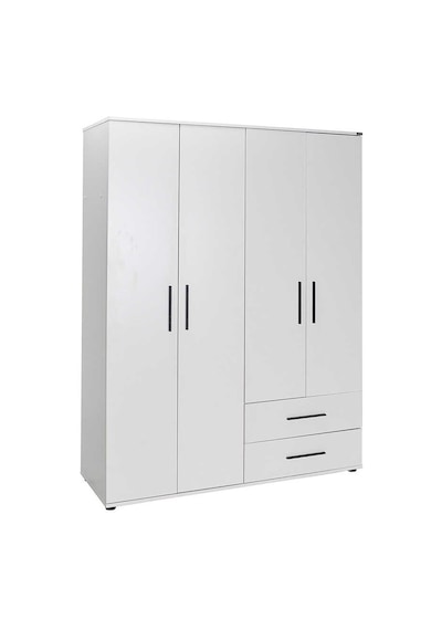 White 4 Kapaklı 2 Çekmeceli Gardırop-mat Beyaz 137x187x52 Cm Gxyxd