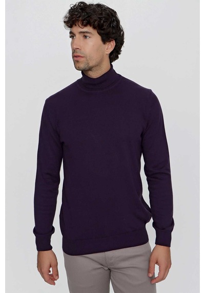 Morven Basic Dinamik Fit Rahat Kesim Balıkçı Yaka Triko Kazak 99kc017003309 Mor