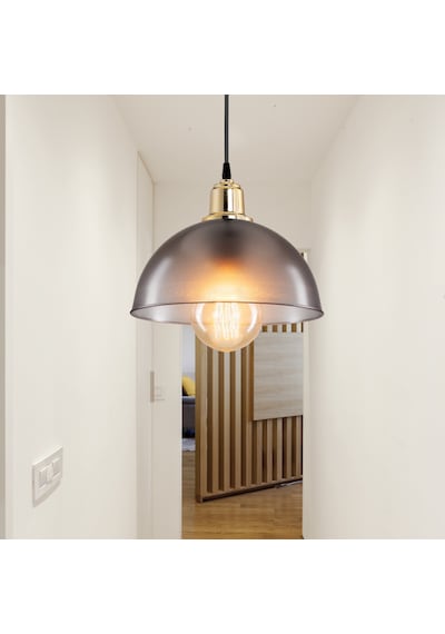 Haus Yarım Küre Buzlu Füme Abs Altın Kuka Süslü Sarkıt Mutfak Salon Avize Kafe Kuaför Aydınlatma Füme