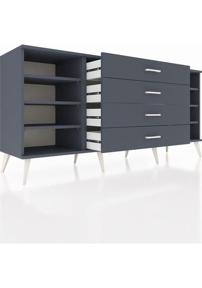Hyperion Konsol 6 Raflı 4 Çekmeceli 176x44x83 Antrasit-antrasit Antrasit Hyperion Konsol 6 Raflı 4 Çekmeceli 176x44x83 Antrasit-antrasit Antrasit
