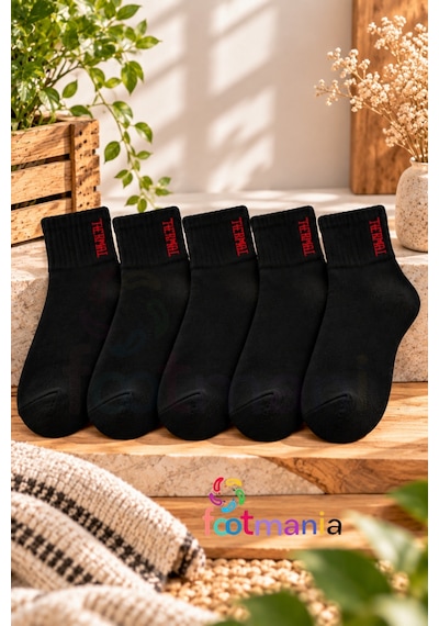 Footmania Kadın Siyah 5 Çift Termal Havlu Kışlık Çorap Seti