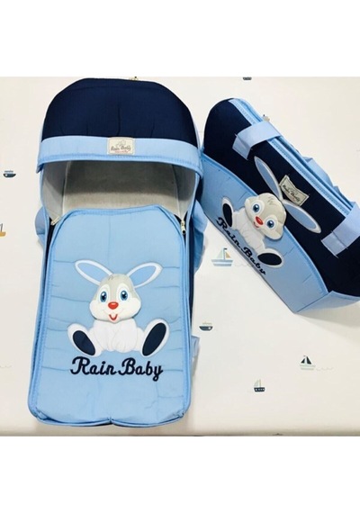 Rain Baby  Mavi Anne Bebek Bakım Çantası Taşıma Çantası Seti Portbebe Mavi