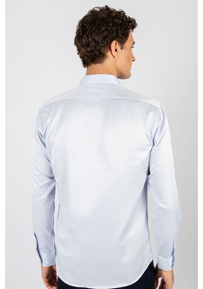 Tudors Modern Slim Fit Dar Kesim Düz Erkek Gömlek-23908 Mavi