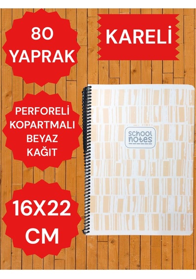 Kareli 16x22 80 Yaprak Telli Defter Karton Kapak Perforeli Yeşil
